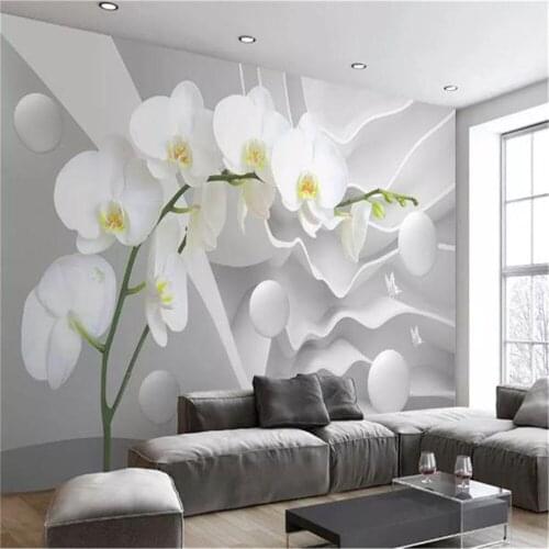 Custom Any Size 3d Wallpape 3d Abstract Space Phalaenopsis Ball TV Background Wall Decoration Wallpaper