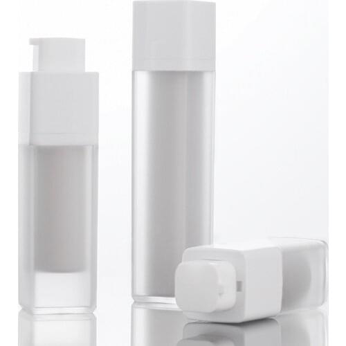 Lotion Empty Airless Bottle PET Plastic Frosted Double-layer Thickened Square 15ml 30ml 50ml Airless Pump Cosmetic Container