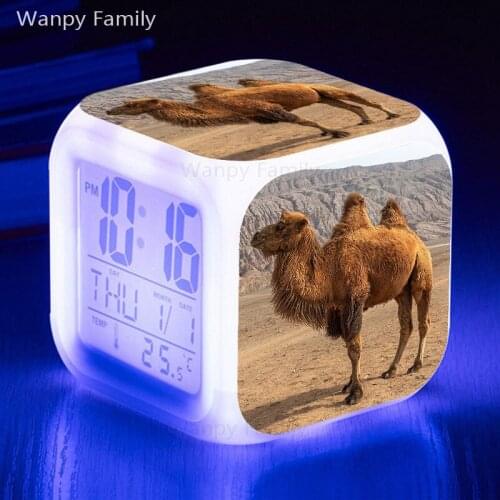 Hot Sales Desert camel LED Digital Alarm Clock 7 Color Changing Glowing reloj despertado Clock birthday gift for children