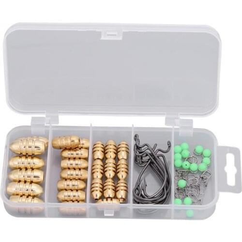 Fishing Brass Sinkers Jig Hooks Swivel Ring Set Thread Brass Bullet Fishing Bead Ring Swivel Connectors Fishing Tackle Tool