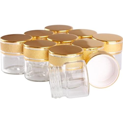 24 pieces 10ml 30*30mm Glass Bottles with Golden Frosted Caps Transparent Glass Perfume Bottle Spice Bottles Spice Jars