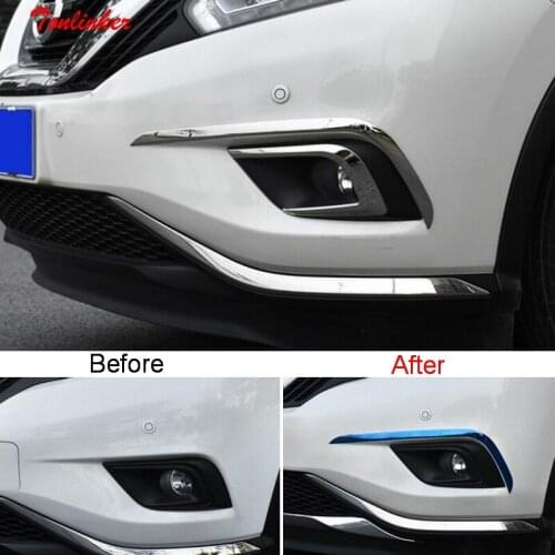 Tonlinker Exterior Front fog light Cover Stickers for Nissan murano 2015-19 Car styling 2 PCS ABS/Stainless steel Cover stickers