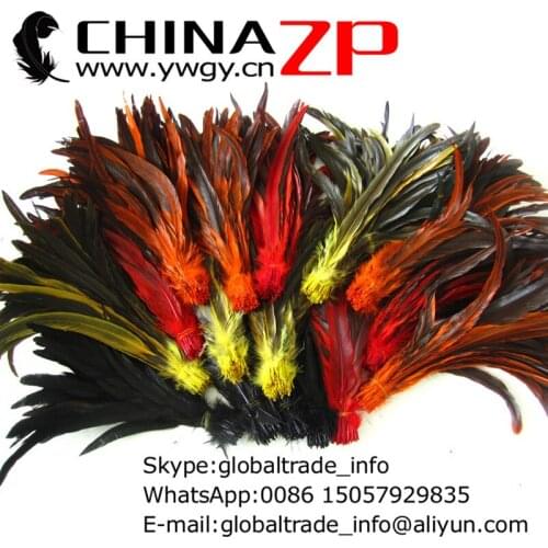 Leading Supplier CHINAZP Factory 30-35cm 100pcs/lot Top Quality Multi Color Rooster Tail Loose Feathers for Costume