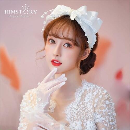 HIMSTORY Vintage Brides Headbands Tiaras Bowknot Bridal Hairbands Wedding Hair Accessories