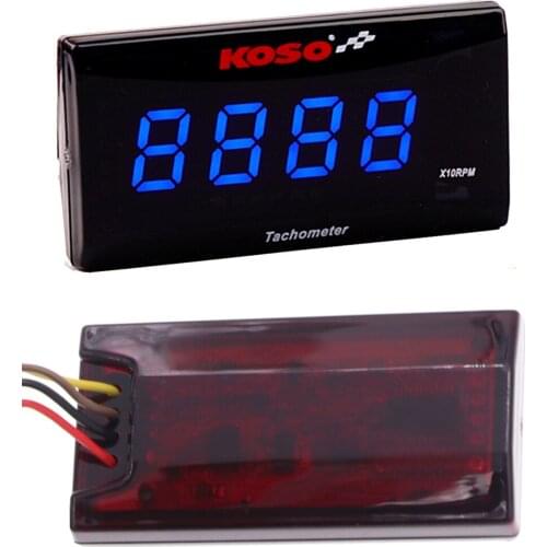 Koso Waterproof LED Digital Motorcycle Tachometer 0~2000 rpm Display with Red & Blue Moto Tachometer