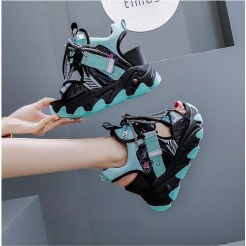 New 2020 Summer Sandals 9CM Wedge Heels Sneakers Women Beach Flip Flop High Platform Casual Sandals Breathable Walking Slippers