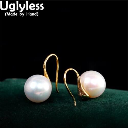 Uglyless 14K Filled Gold=9K Gold Real Pearls Earrings for Women Freshwater Pearls Brincos Real Gold Earrings Natural Pearl Jewel
