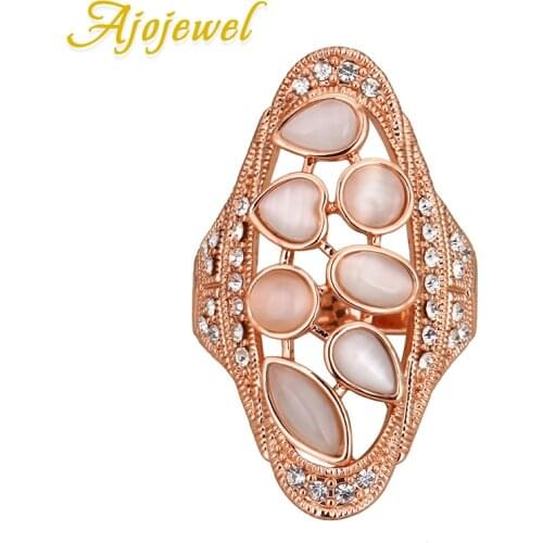 Ajojewel Womens Big Design Stylish Rhinestone Opal Ladies Rings Size 10 11 12