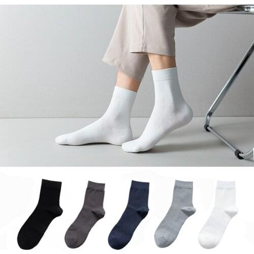1 Pairs/lot Modal Man Socks Cotton High Quality Business Soft And Breathable Knitted White Color High Socks