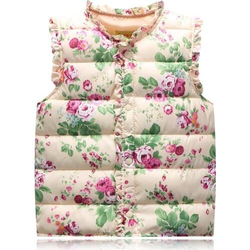 Girls Vests Childrens Down Cotton Warm Vest 2018 Baby Girls Sweet Floral Waistcoat Kids Vest Outerwear 2-7 Years Kids