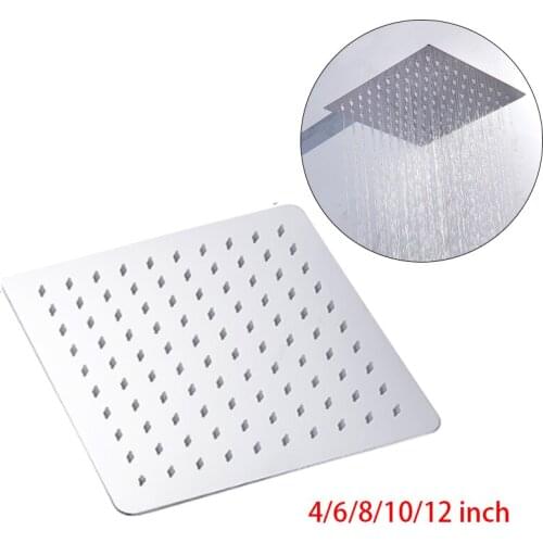 2019 Hot Sale 12/10/8/6/4 inch Stainless Steel Ultra-thin Waterfall Shower heads Rainfall Shower Head Rain Shower Square Round