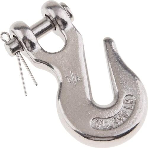 316 Marine-Grade Stainless Steel Clevis Grab Chain Hook 1/4 Inch