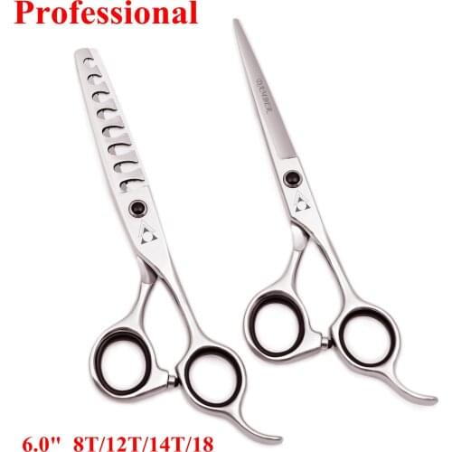 6.0 Hair Scissors Professional High Quality Barber Scissor 440C Hairdressing Scissors Thinning Fish Teeth Hair Cut Shear 2004
