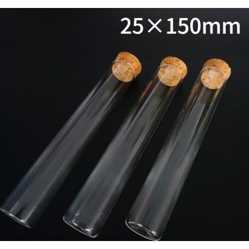 Free Shipping 4pcs/lot 25x150mm Glass Flat Bottom Test Tubes with Cork Stopper for Kinds of Experiments