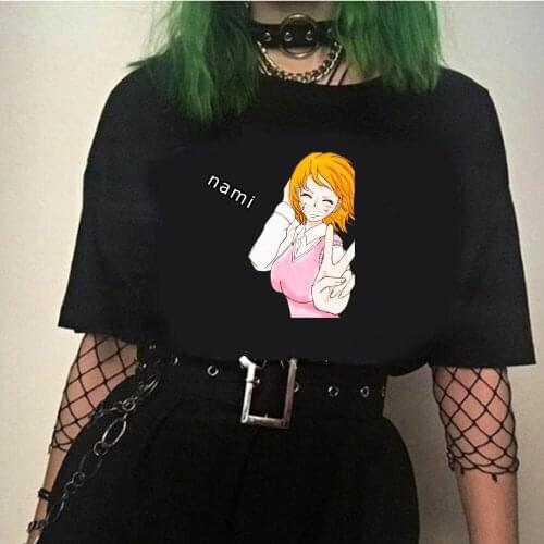 Anime One PieceT Shirt Kawaii Nami Print Short Sleeve Unisex Top T-shirt