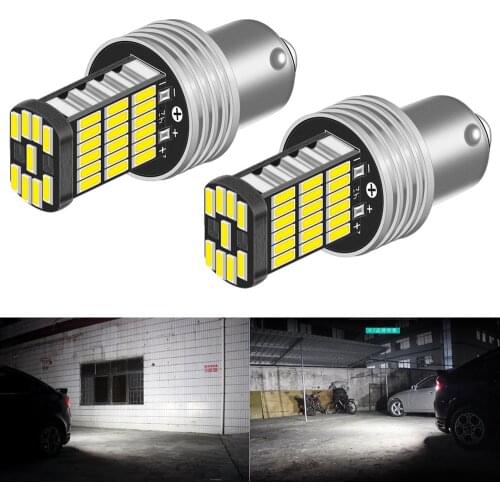 2x Car LED Reversing Light BA15S P21W 1156 Bulb Canbus Auto Lamp Error Free DC 12V 6000K For VW Passat B5 B6 Golf 4 2001-2010