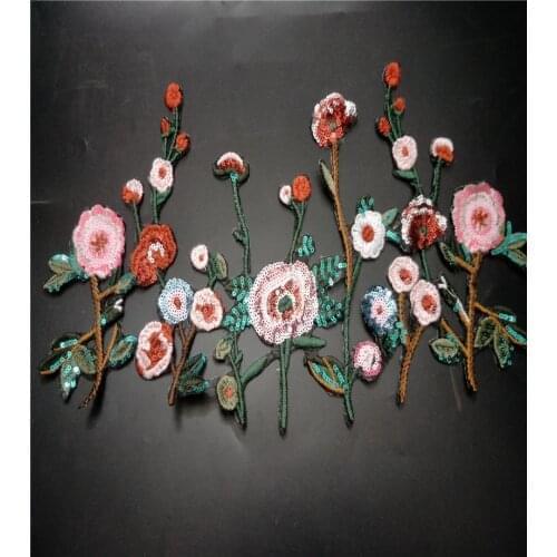 Plum flower big size sequined patches for clothing stickers clothes sew on parches bordados para ropa toppe per vestiti