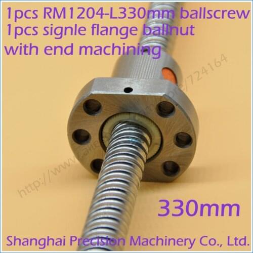 CNC Linear SFU 1204 BallScrew Set 1pc RM1204 L-330mm + 1pc SFU1204 Ball Screw Anti Backlash BallNut with end machining