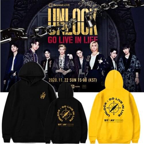 Kpop Stray Kids Unlock:GO LIVE IN LIFE Unisex Fan Hoodie Pullover Sweatshirt Winter Warm Goods Drop Shipping Cotton High Quality