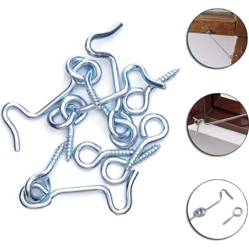 Mromax 38mm 50mm Blue and Sliver Length Hook and Eye Door Latch Cabin Lock Window Catch Carbon Steel Window Hardware