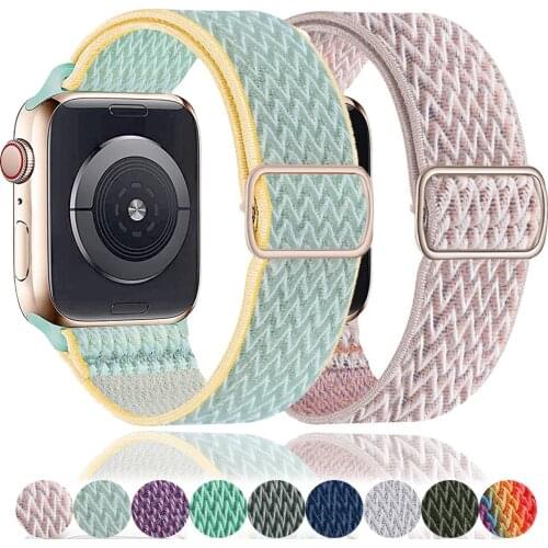 Elastic Solo Loop Strap For Apple Watch Band 44mm 40mm 38mm 42mm Adjustable Nylon Sport Bracelet Apple Watch Series 6 Se 5 4 3