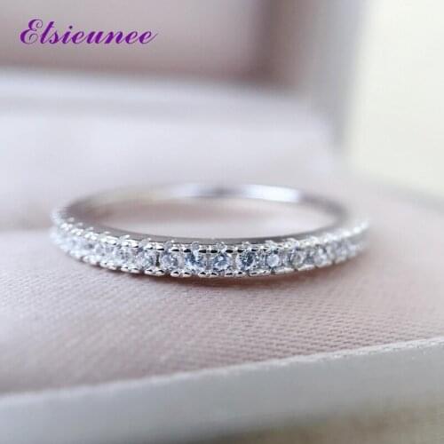 ELSIEUNEE 100% 925 Sterling Silver Simulated Moissanite Zircon Engagement Ring Wedding Bands Women Fine Jewelry Drop Shipping