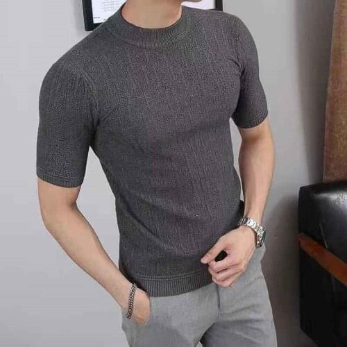 European And American Style Spring Summer Fashion Leisure Slim Cotton Knitted Mens Sweater High Quality Brand Clothing