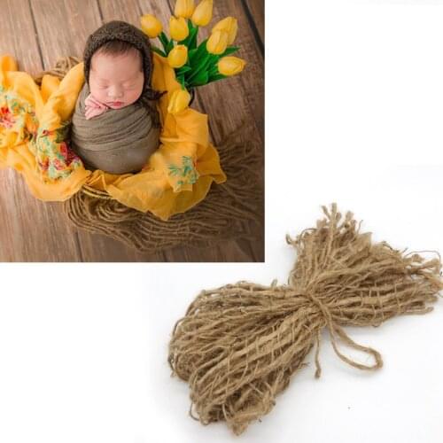 NoEnName-Null Newborn Photography Prop Chunky Burlap Layer Net Hessian Jute Backdrop Blanket