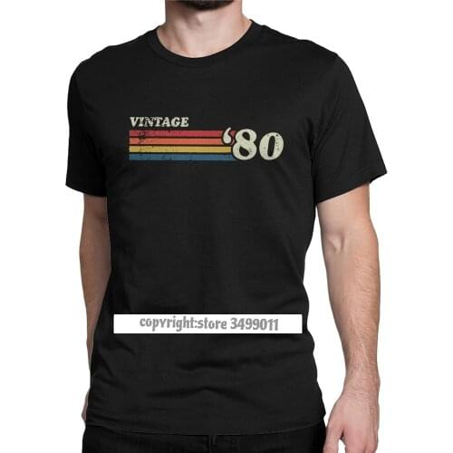80s Retro Stripes Mens Tshirt Born In 1980 Tee Shirts 40 Years Old 40th Birthday Gift Novelty Tees Birthday Gift