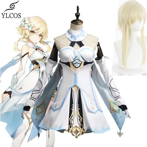 Game Genshin Impact Lumine Costume Cosplay Halloween Party Women Dress Full Set