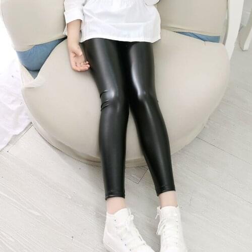 High quality Girls Faux Leather Leggings Children Pants Leather Girls Pants DK01