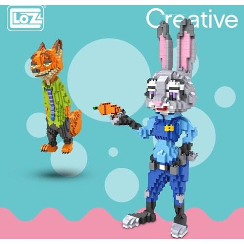LOZ Diamond Blocks Animals Assembly Action Figures Set Fox Rabbit Educational Toys for Children Building Blocks Bricks Diy