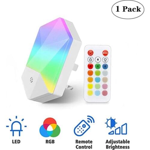 110V220V With Remote Control RGB Socket Small Night Light LED Dimmable 16 Colors Children Wall Night Lights for Bedroom Corridor