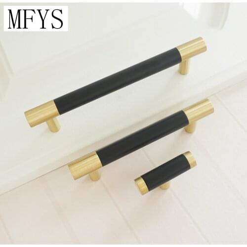 MFYS Black Drawer Dresser Knobs and Handles Brass Kitchen Cabinet Door Pull Handles Furniture Handle Hardware 96 128 160 mm