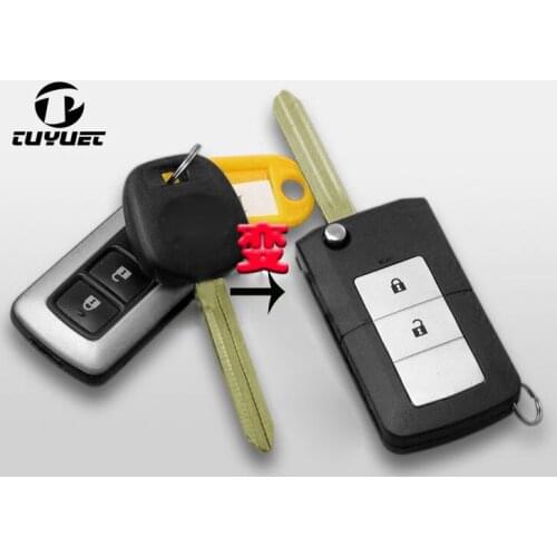Modified Flip Folding Remote Key Shell 2 Buttons For Toyota Highlander Yaris FOB Car key Case Blanks