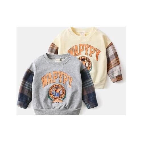 Fashion Childrens Clothing Boys Sweatshirt Spring 2021 New Korean Baby Casual Loose Casual Tops Kids Fake Two-piece T Shirt