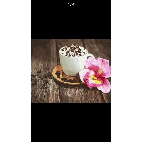 DIY Digital Painting By Numbers Flower coffee oil painting mural Kits Coloring Wall Art Picture Gift frameless