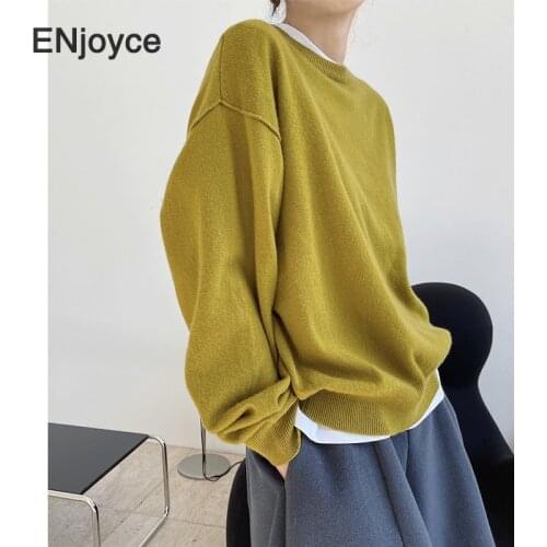 Women 2021 New Spring Wool O-Neck Sweaters Female Korean Fashion Knitwear Clothes Chic Ladies Casual Pullover Tops