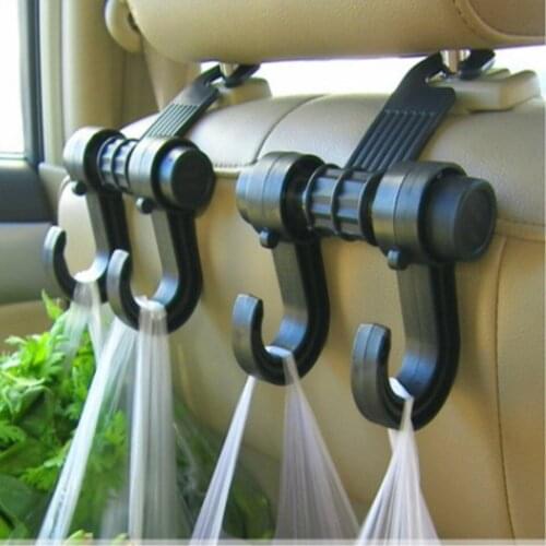 New Double Auto Car Back Seat Headrest Hanger Holder Hooks Clips For Bag Purse Cloth Grocery Automobile Interior Accessories