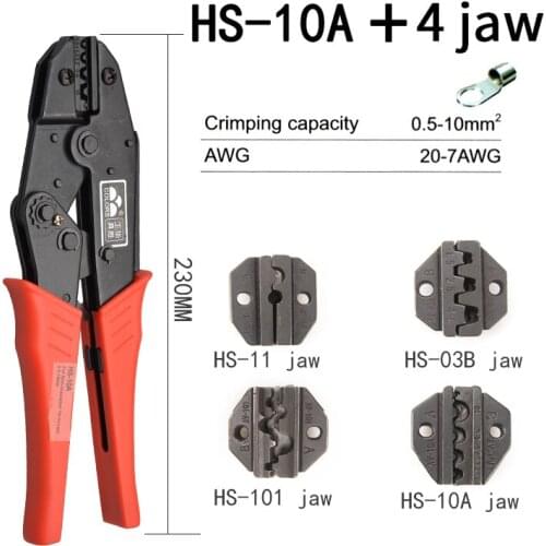 Crimping Pliers Tool Wire Stripper Multifunction Tools Kit 4 jaw for Insulation non-insulation Tube Pulg Terminals Tools HS-10A