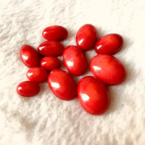 Wholesale 2pcs/lot Natural Red Coral Beads Cabochon 7X9MM 8x12mm 10x12mm 10x14mm 12x16mm Oval Gem Stone Beads Cabochon Ring Face