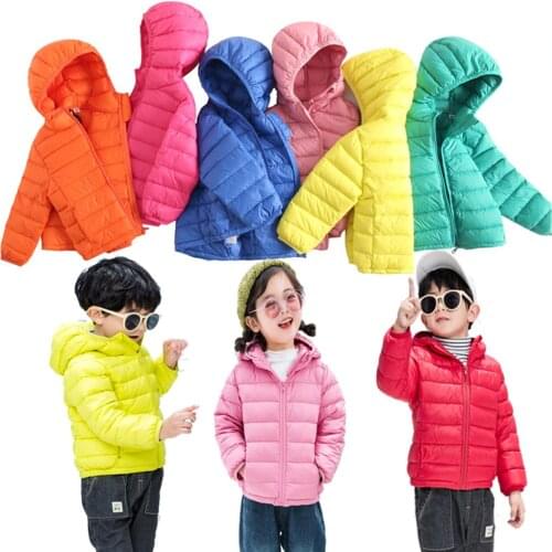 2020 Autumn Winter Hooded Children Down Jackets For Girls Candy Color Warm Kids Down Coats Outerwear Clothes For Boys 2-9 Years