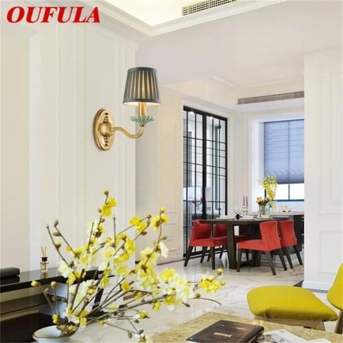 OUFULA Brass Wall Sconce Lamp Modern Luxury Ceramic LED Light Design For Home Bedroom Parlor Balcony