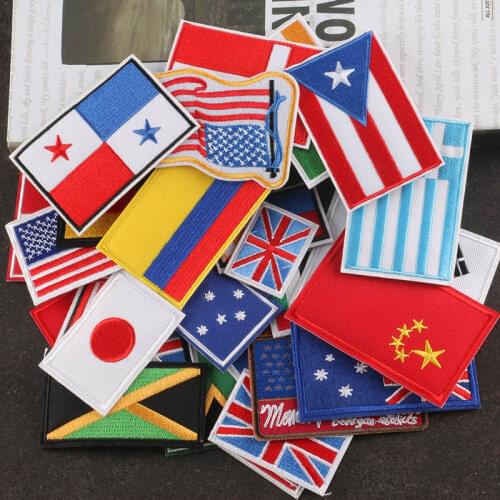 32 Countries Flag Embroidered Patches for Clothing Backpack Iron on Patch Sticker China USA UK Germany Flag DIY Applique Stripes
