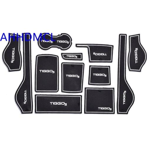 Car Door Groove Mat Gate Slot Cup Armrest Storage Pad Mat For Chery Tiggo 3 2014 2015