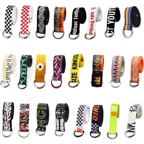 66 Styles Canvas Belts For Women Men Letter printing D Ring Buckle Waist Strap White Trouser Jeans Harajuku Punk Youth Waistband