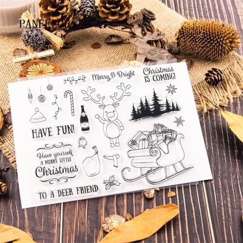 PANFELOU sled deer Transparent Silicone Rubber Clear Stamps cartoon for Scrapbooking/DIY Easter wedding New year album