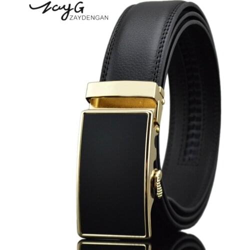 ZAYG Men gold belt Automatic Buckle Business Mens Leather Belt Designer Yellow Black White waistband Men genuine leather belts