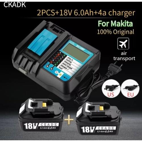 With 18v 4A Charger BL1860 Rechargeable Battery 18 V 6000mAh Lithium Ion for Makita 18v Battery BL1840 BL1850 BL1830 BL1860B