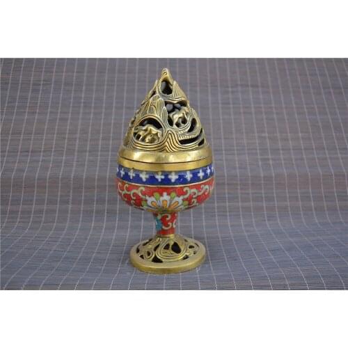 Collectable Qing Dynasty Cloisonne&brass Incense Stove\Censer,Oriental, Far Eastern, Asian,Decoration,Free Shipping